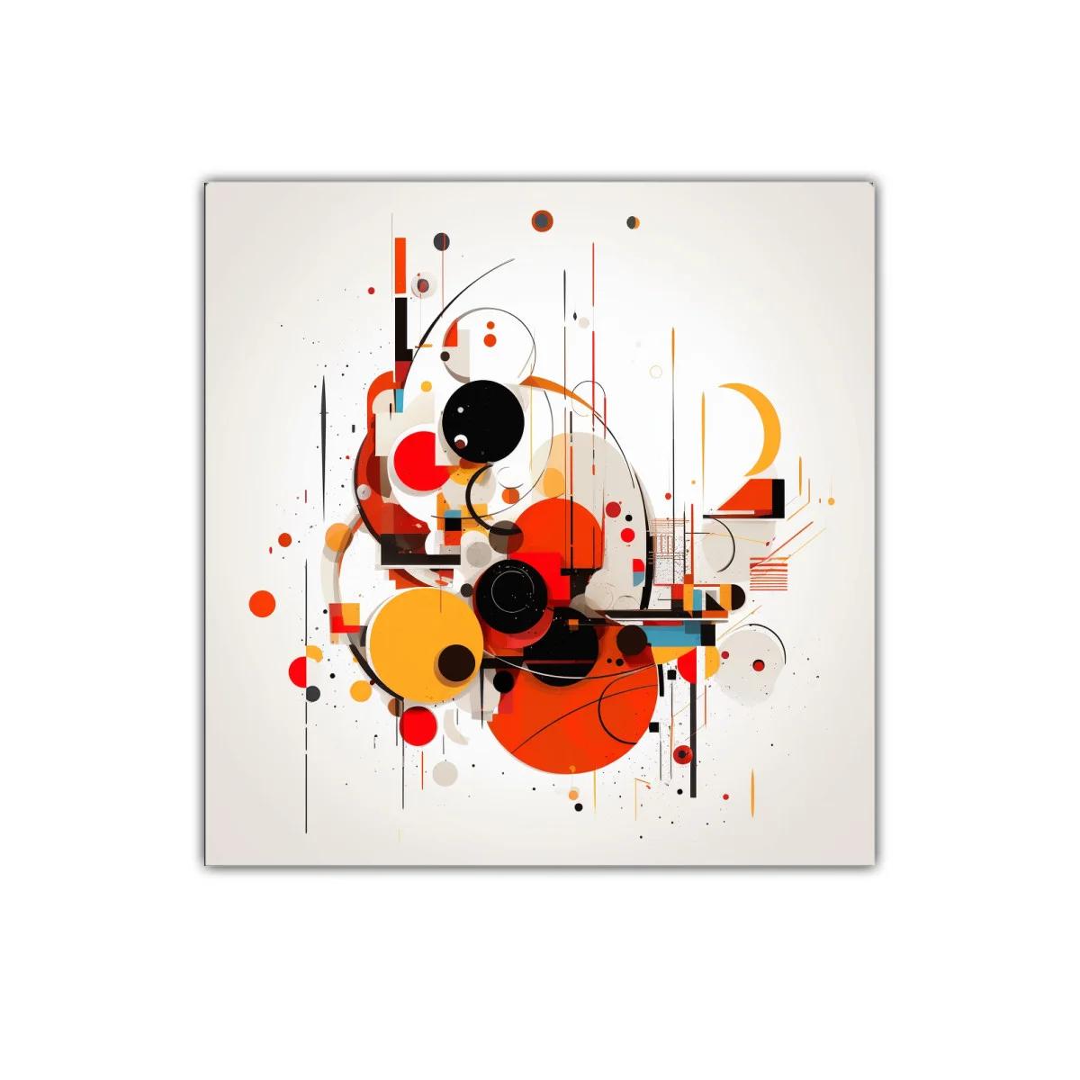 Cuadro decorativo con composición geométrica colorida y dinámica