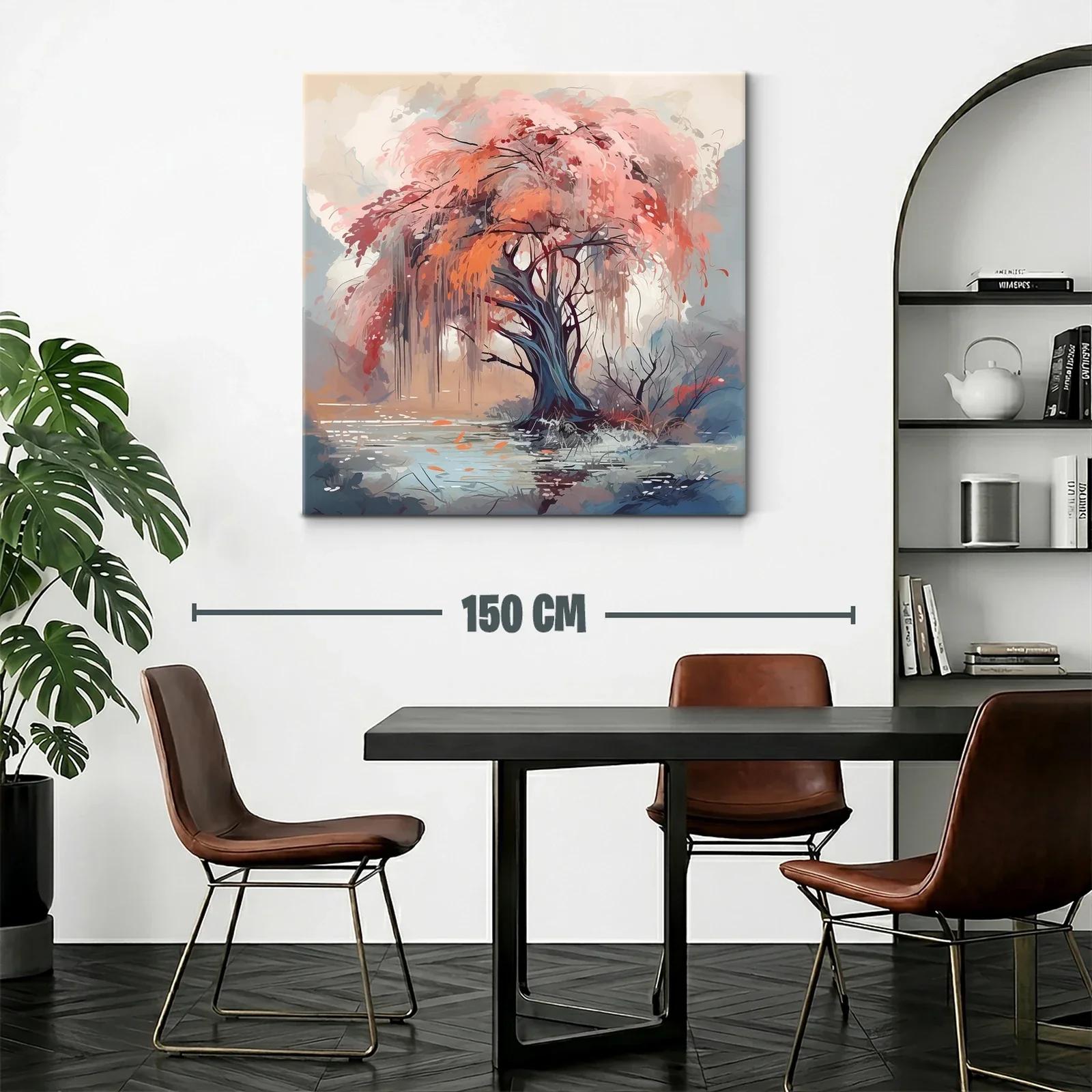 Árbol vibrante en paisaje de tonos cálidos y suaves — miniatura 2