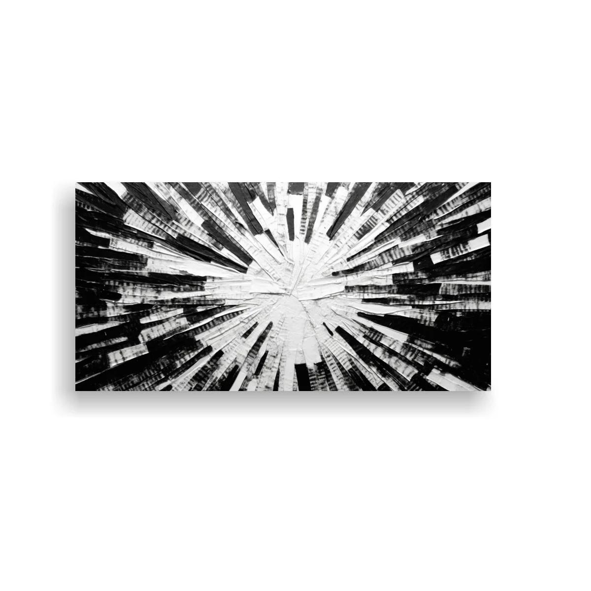 Cuadro estallido radial abstracto en blanco y negro