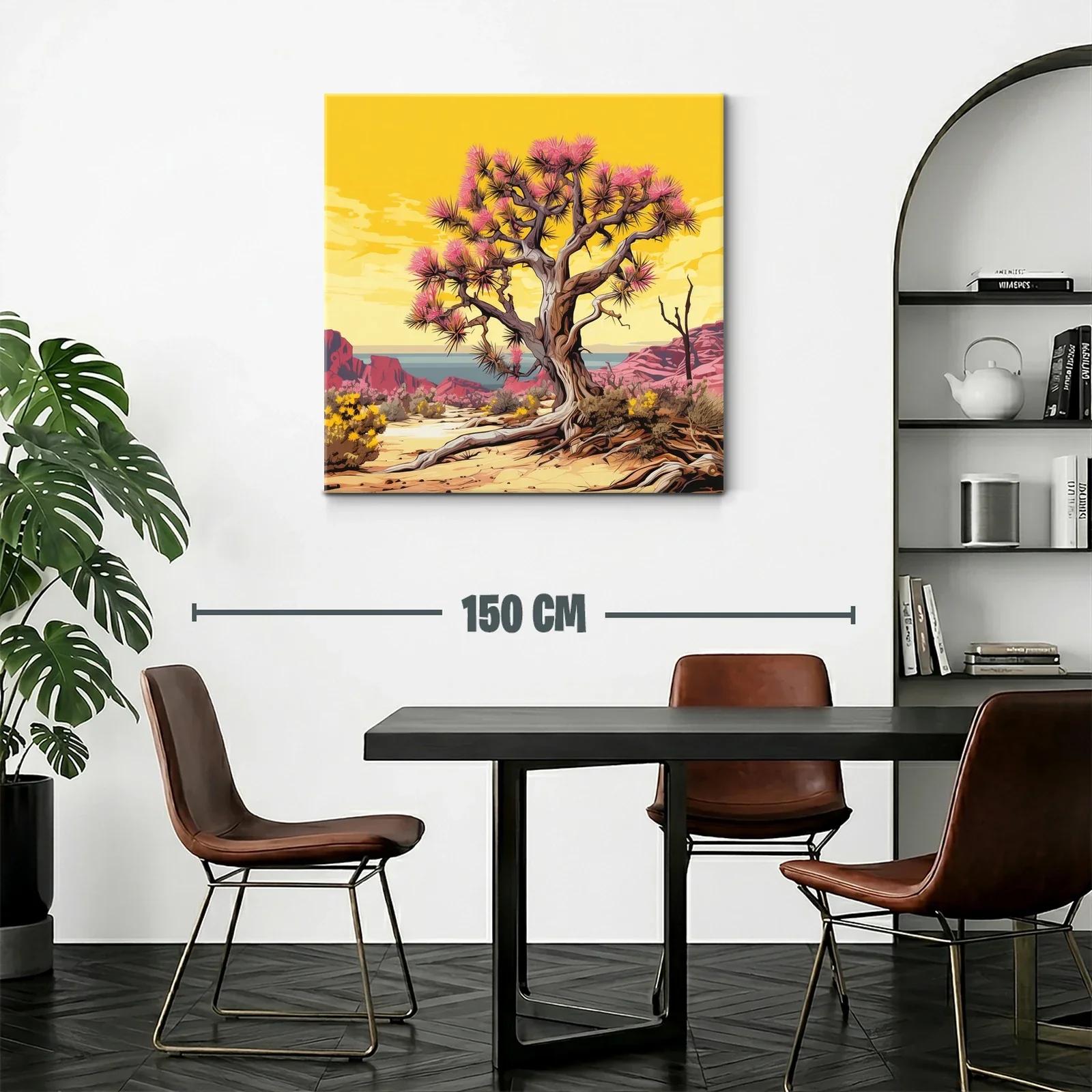 Árbol desierto con flores rosas y paisaje brillante — miniatura 2