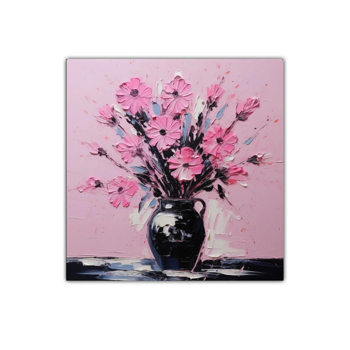 Cuadro vibrante con ramo de flores rosas sobre fondo pastel — imagen principal