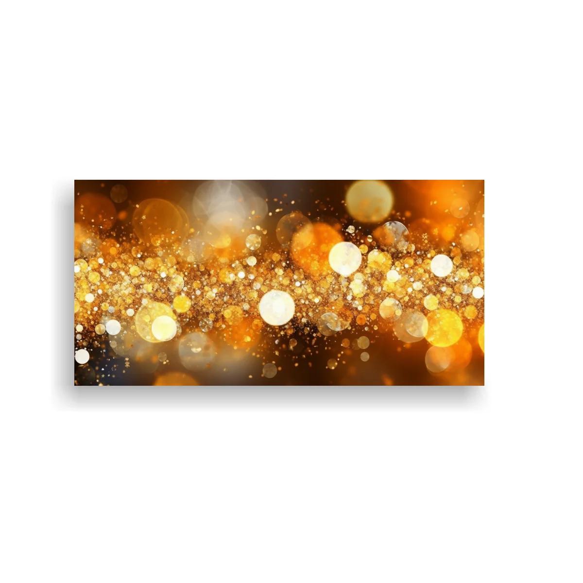 Cuadro luces doradas desenfocadas con salpicado de partículas