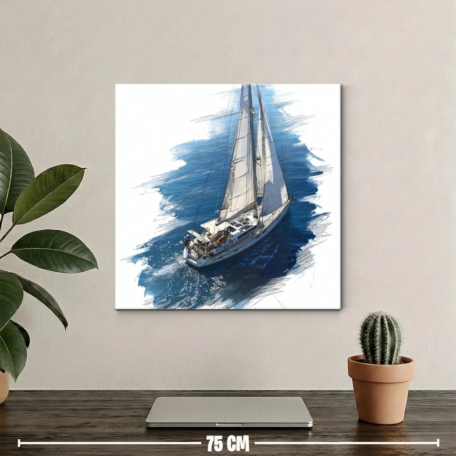 Velero Navegando sobre Mar Azul con Viento Suave — miniatura 2