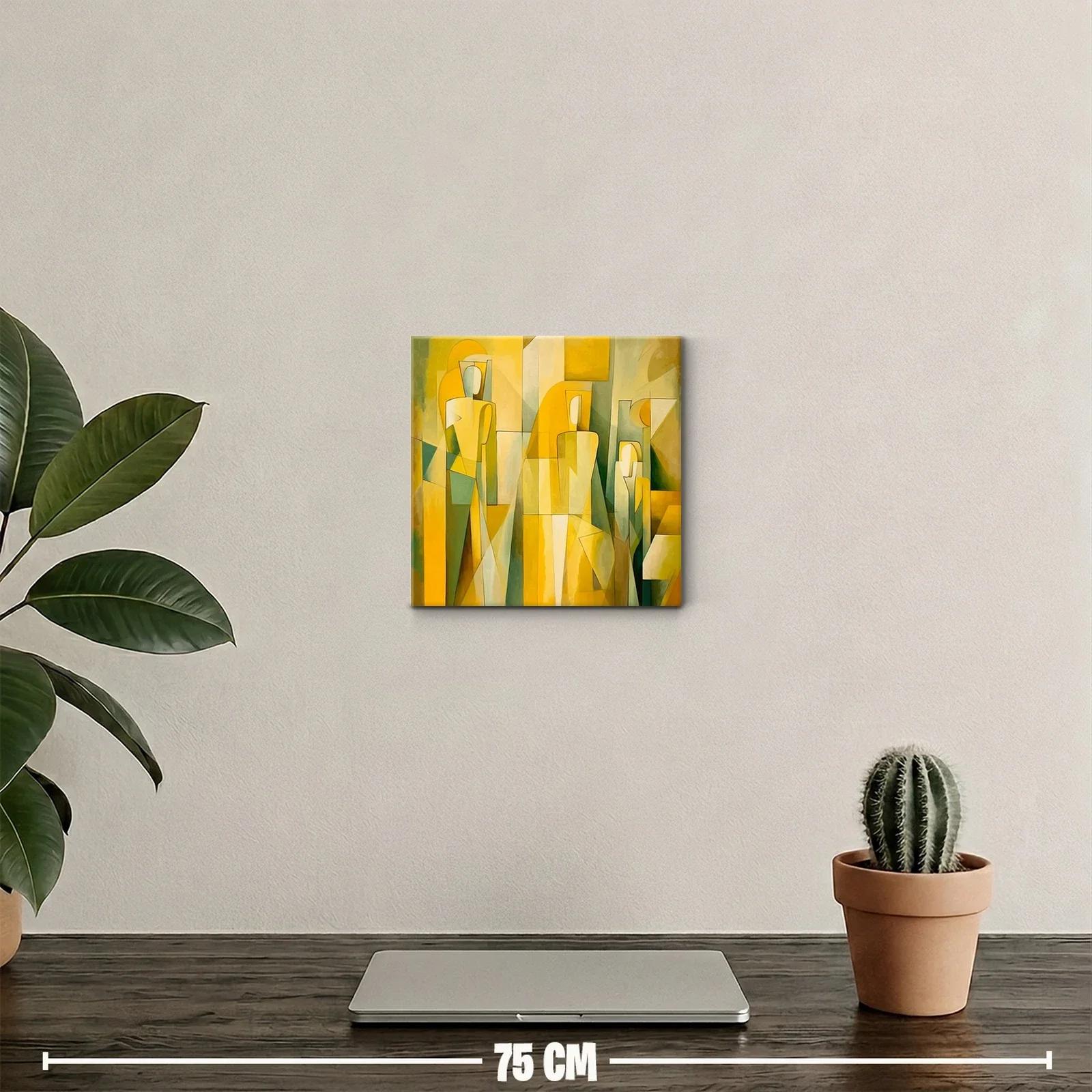 Cuadro Abstracto con Figuras y Tonos Amarillos — miniatura 2