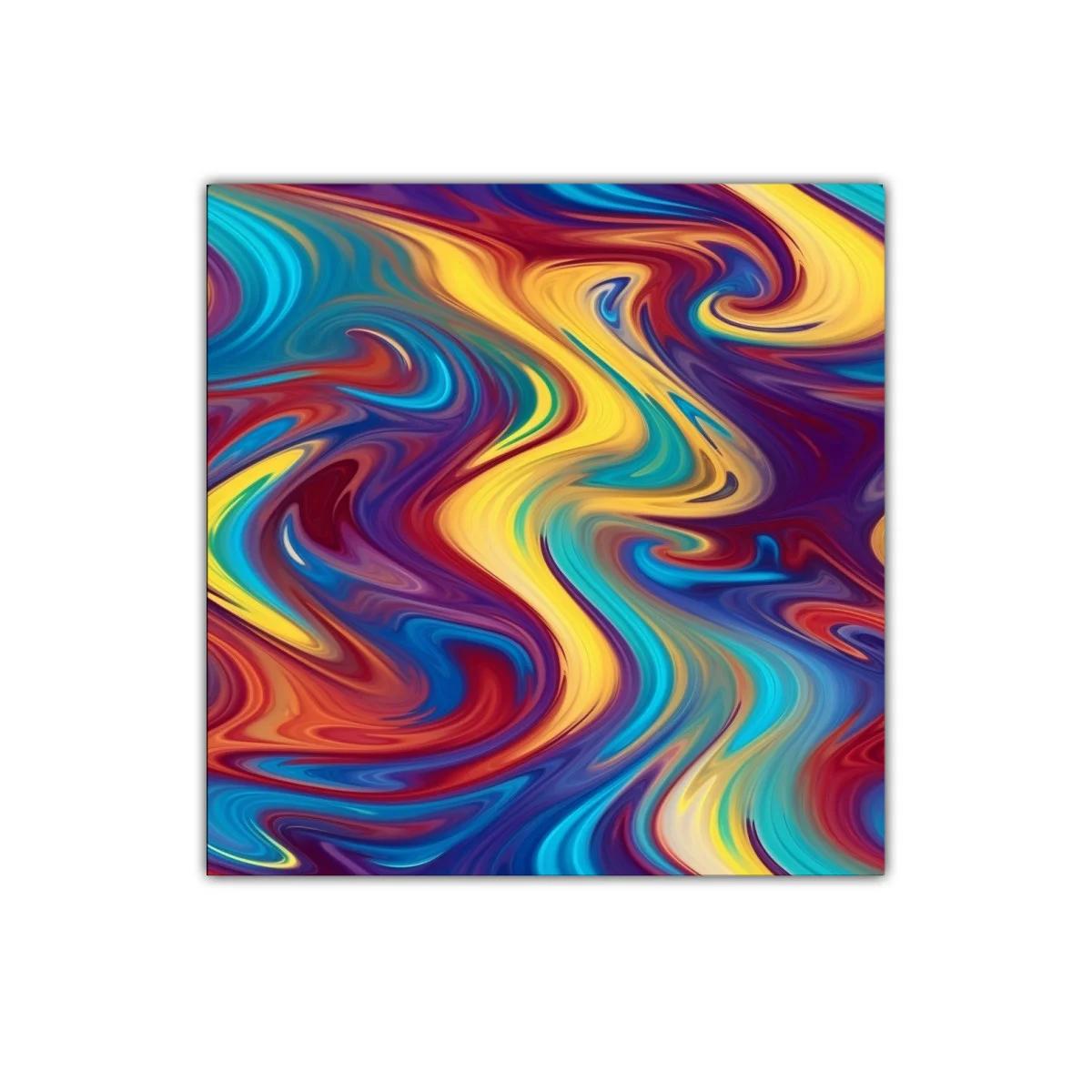 Cuadro abstracto con vibrantes ondas de color y movimiento