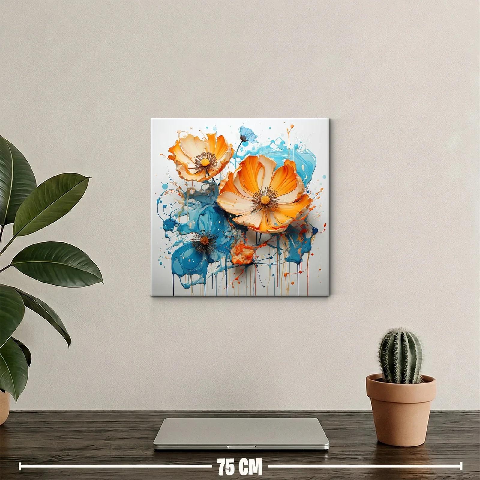 Flores vibrantes en tonos naranjas y azules dinámicos — miniatura 2