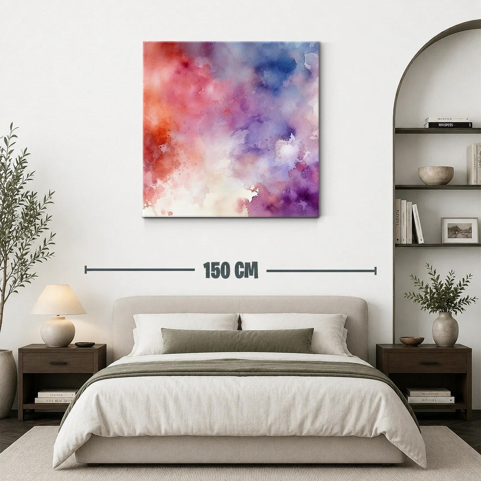 Cuadro abstracto con tonos cálidos y fríos vibrantes — miniatura 3