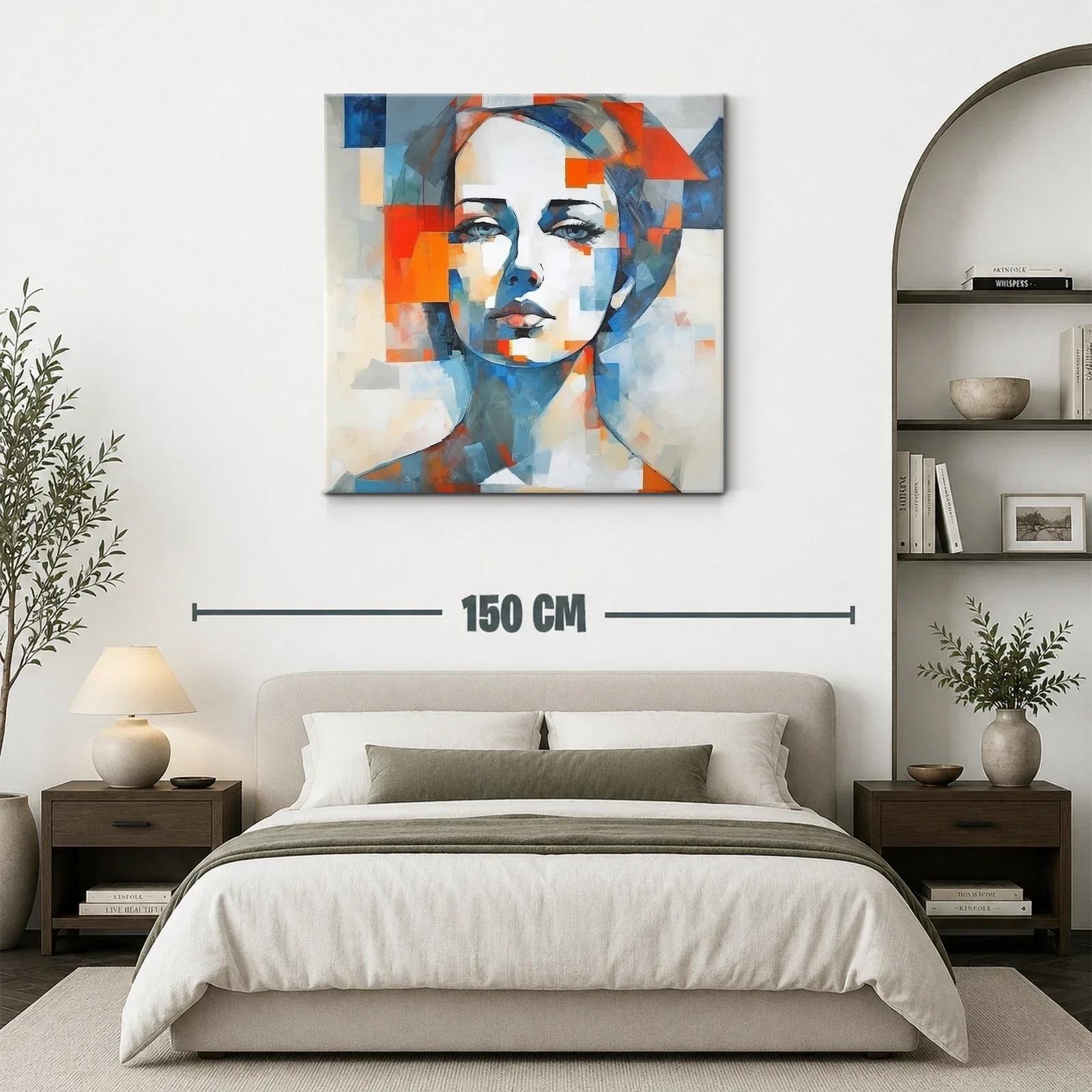Retrato abstracto femenino con vibrantes tonos azul y naranja — miniatura 3