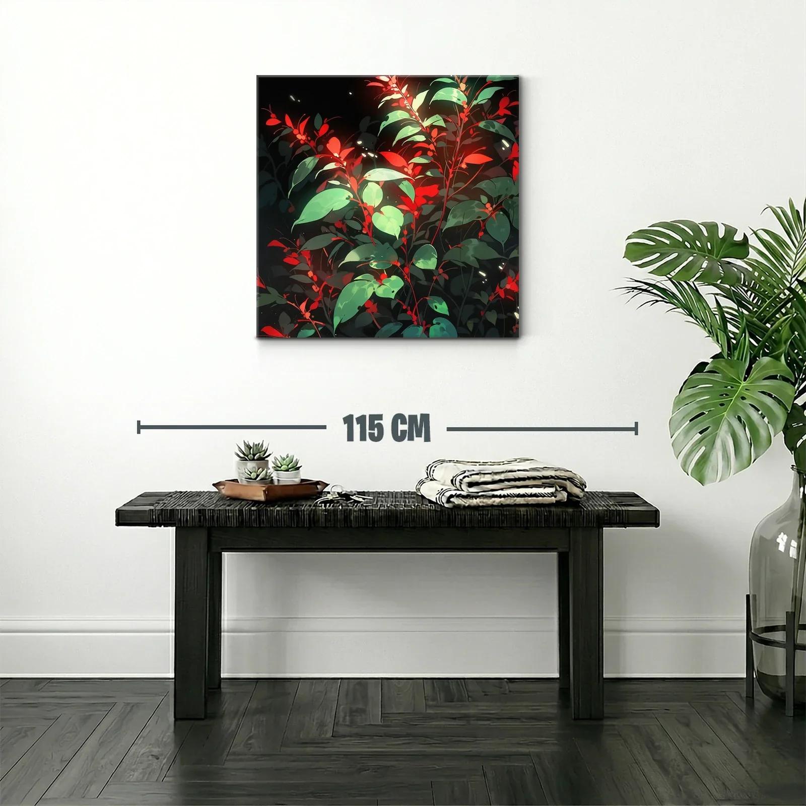 Naturaleza vibrante con hojas verdes y toques rojos llamativos — miniatura 2