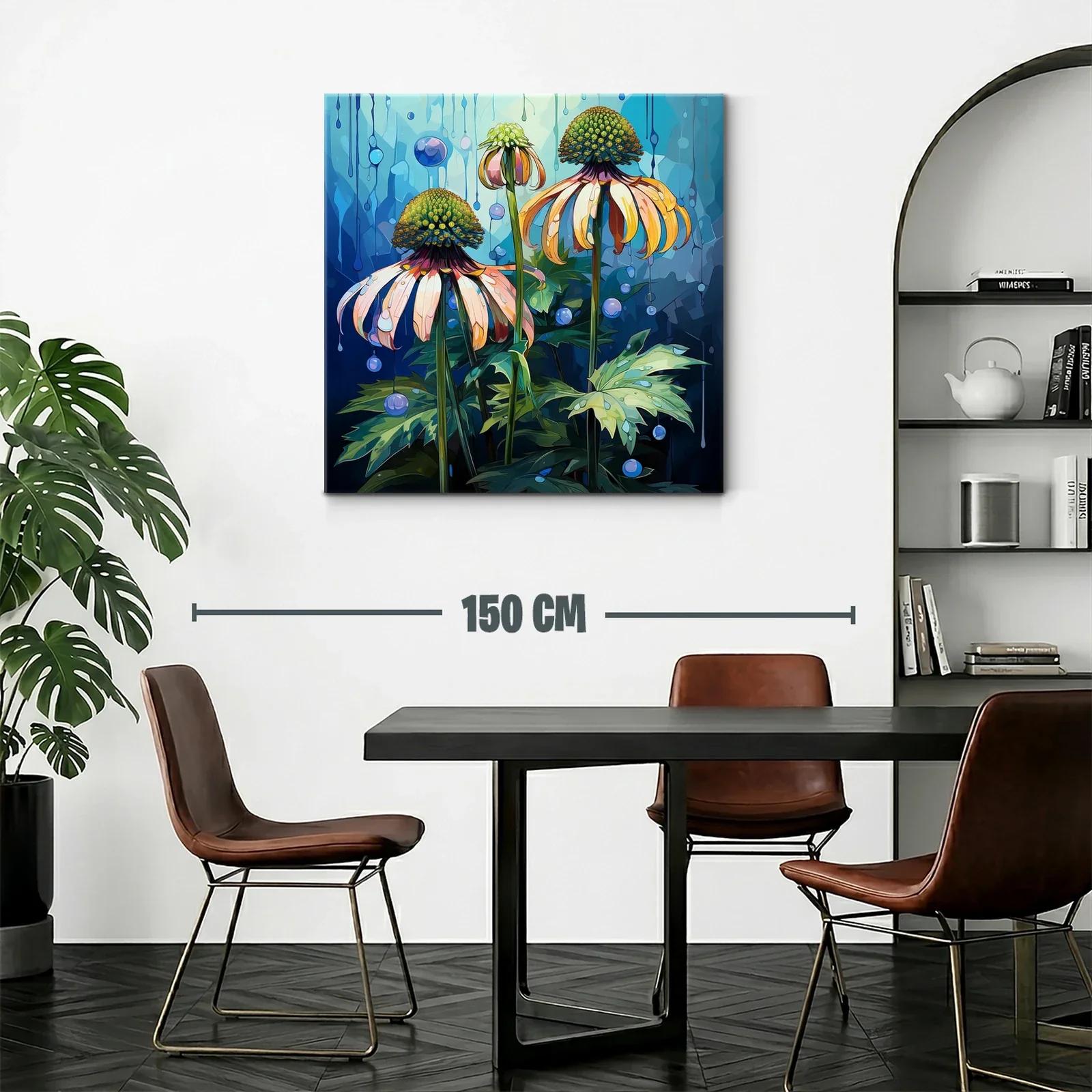 Flores abstractas en tonalidades frías y cálidas vibrantes — miniatura 2
