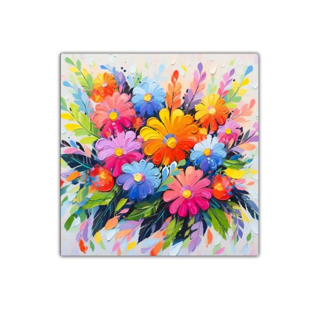 Cuadro floral vibrante con bouquet de colores intensos