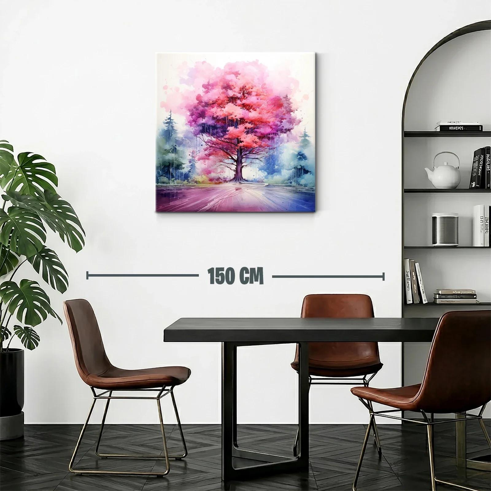Árbol vibrante en tonos rosas y púrpuras con entorno nebuloso — miniatura 2