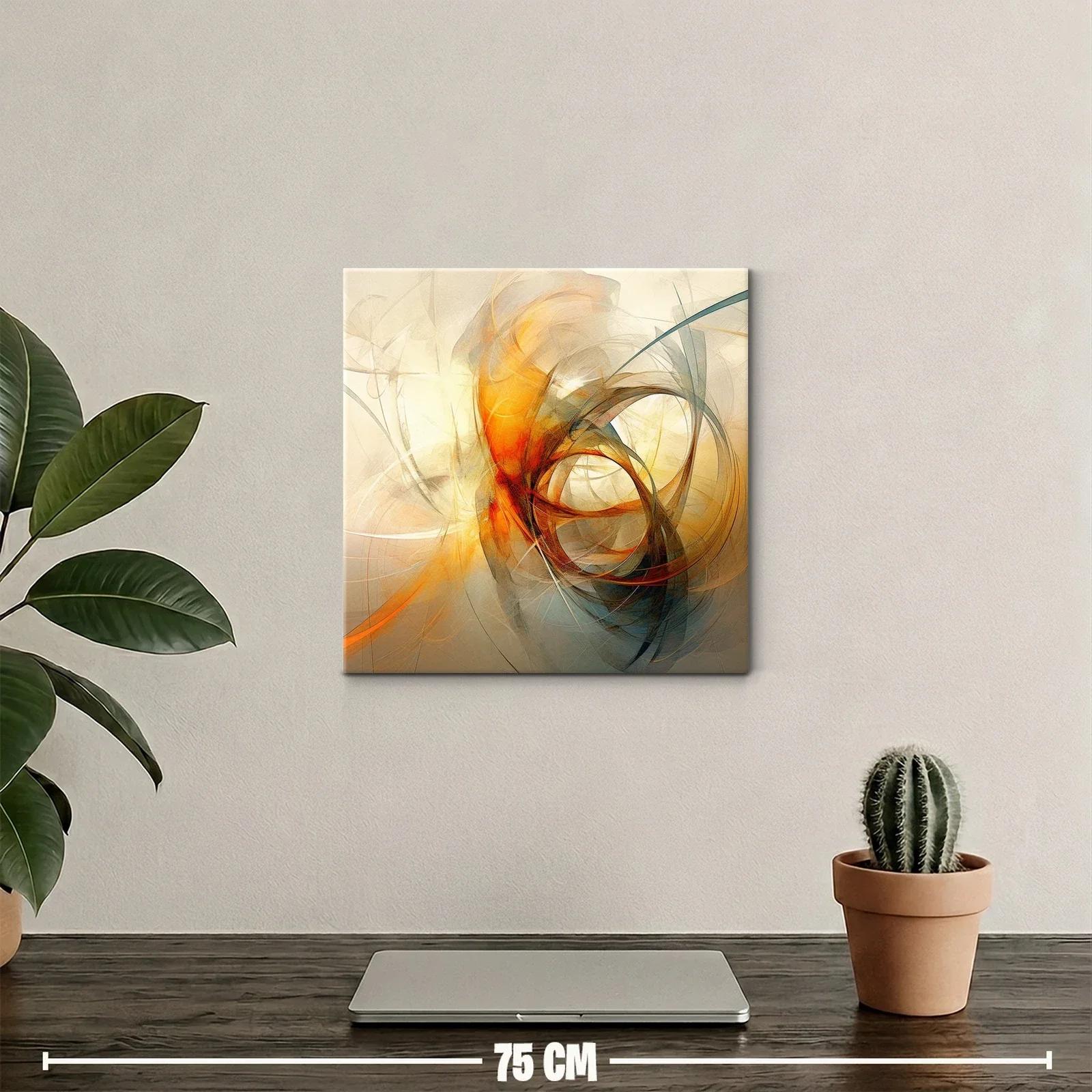 Cuadro Abstracto en Tonos Cálidos con Formas Dinámicas — miniatura 2