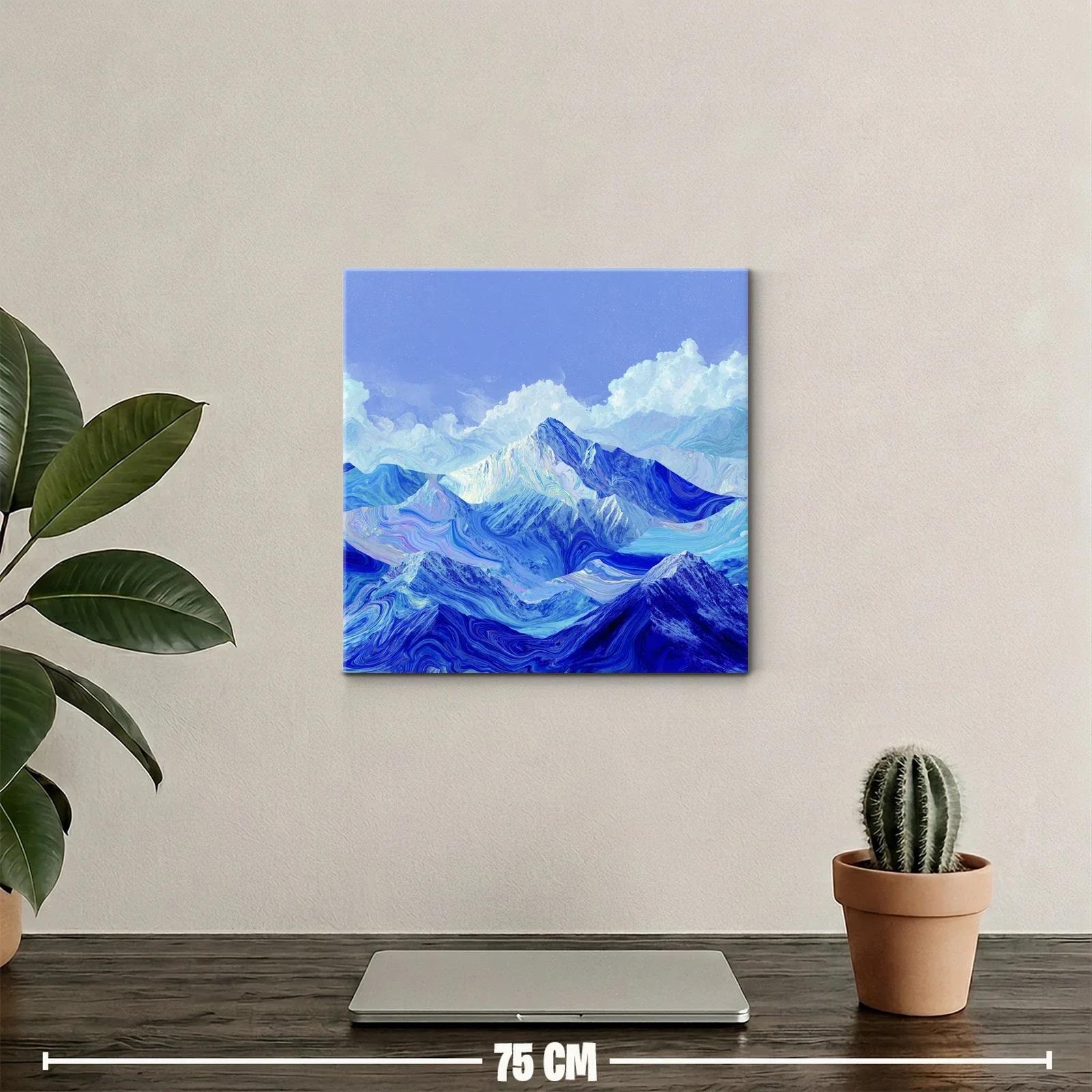 Montañas azules con texturas onduladas y cielo nublado — miniatura 2