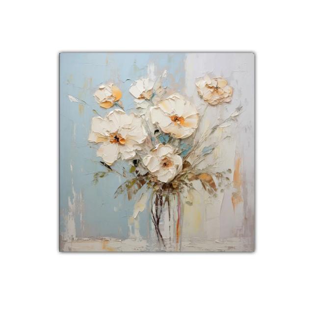 Cuadro decorativo con ramo de flores blancas y tonos pastel