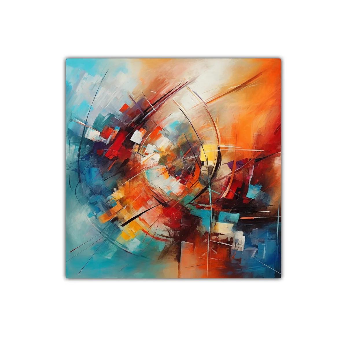 Cuadro abstracto en tonos vibrantes y formas dinámicas — imagen principal