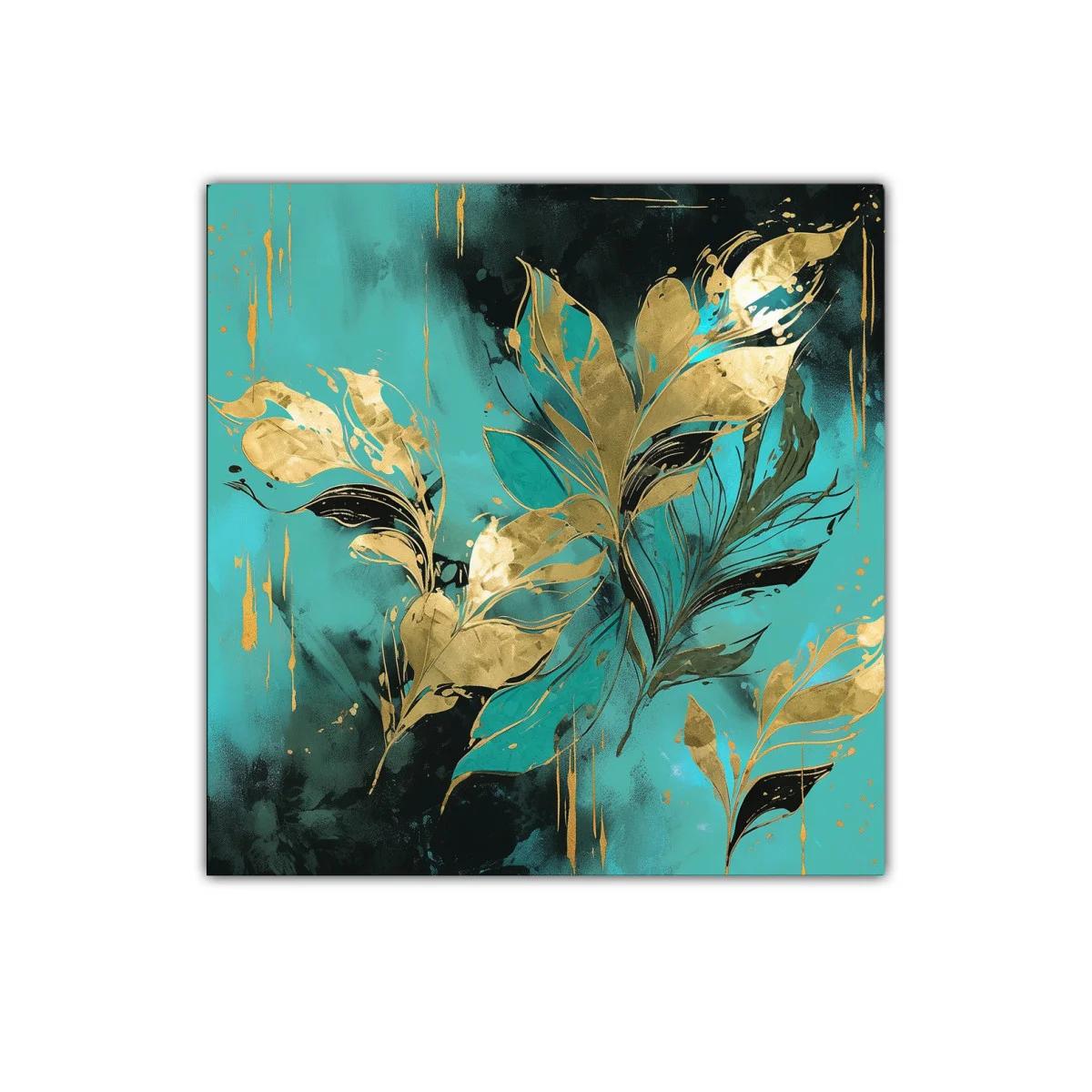 Elegancia botánica en tonos dorados y turquesa vibrante — imagen principal