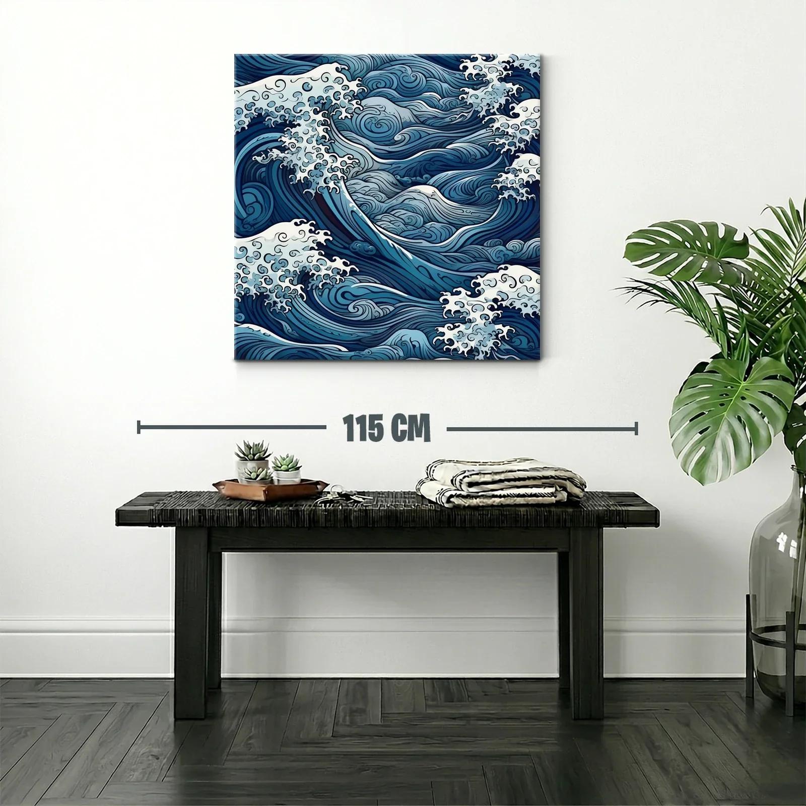 Olas en movimiento con tonos azules y blancos marinos — miniatura 2