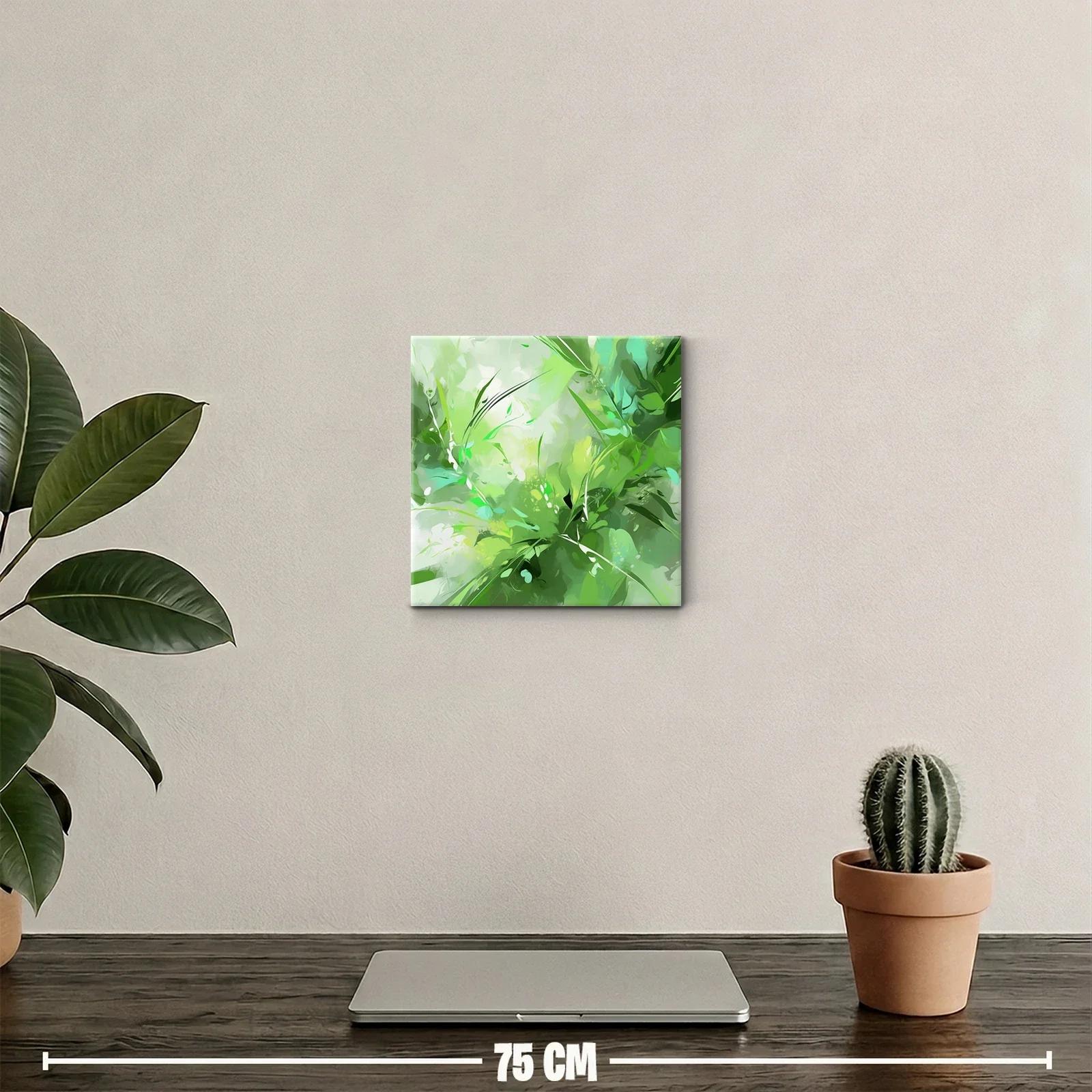 Cuadro abstracto con explosión de verdes naturales — miniatura 2