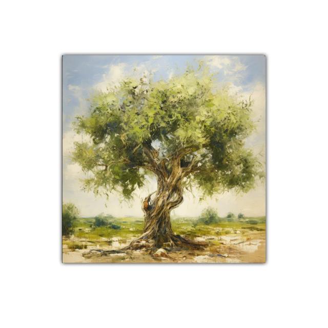 Árbol frondoso en paisaje sereno y luminoso