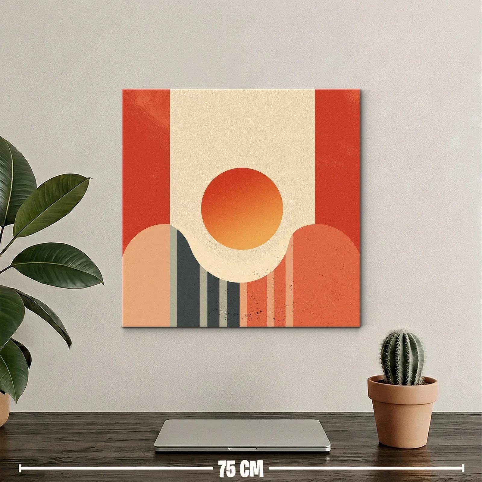Composición geométrica con sol abstracto en tonos cálidos — miniatura 2