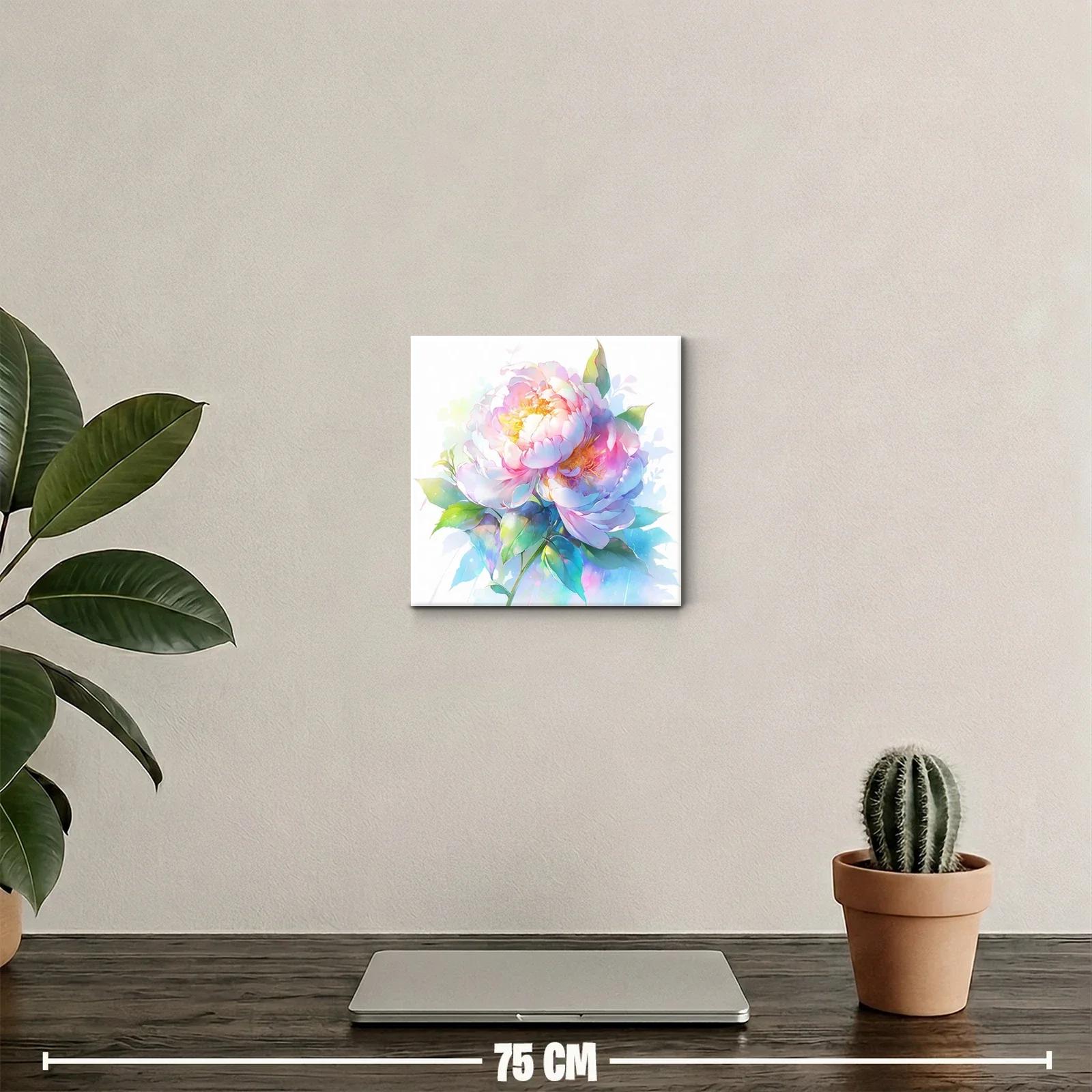 Cuadro floral con peonías en tonos suaves y vibrantes — miniatura 2