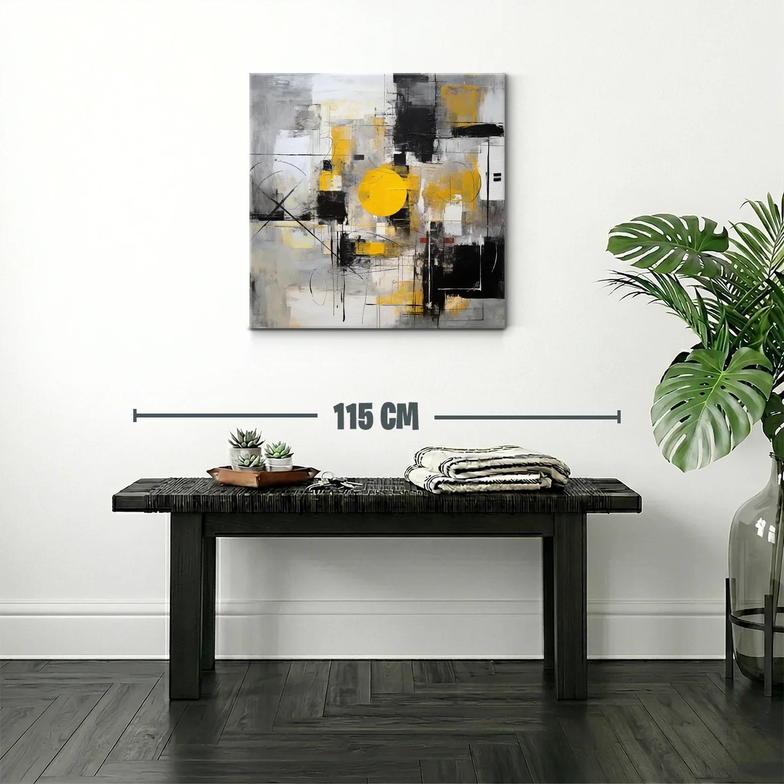 Composición abstracta con círculos y tonos grises y amarillos — miniatura 2