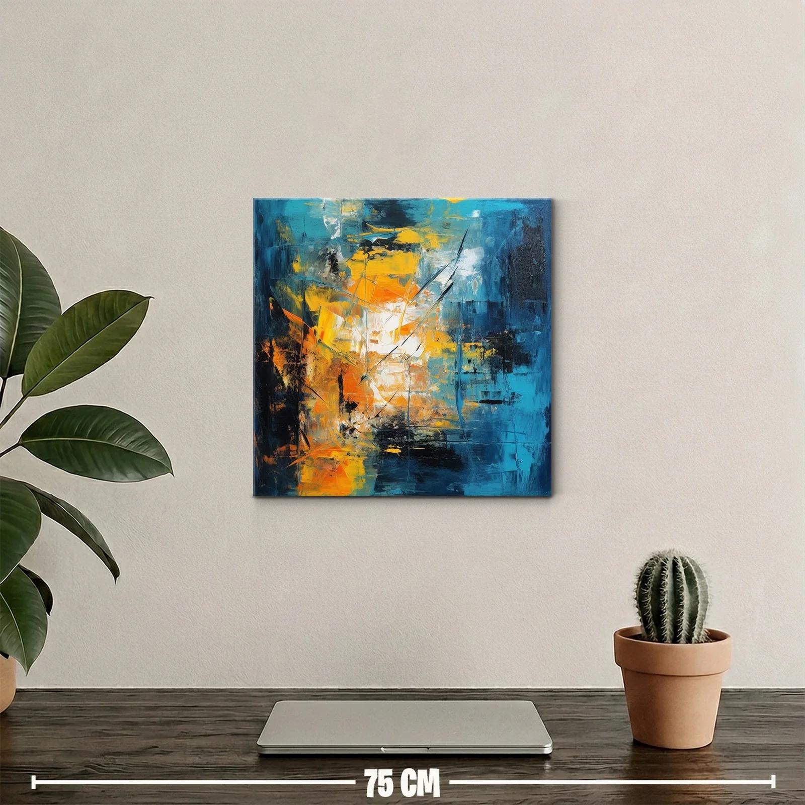 Cuadro abstracto con vibrantes tonos azul y amarillo — miniatura 2