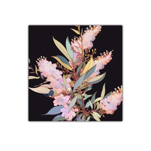 Ramaje Floral en Tonos Pastel sobre Fondo Oscuro