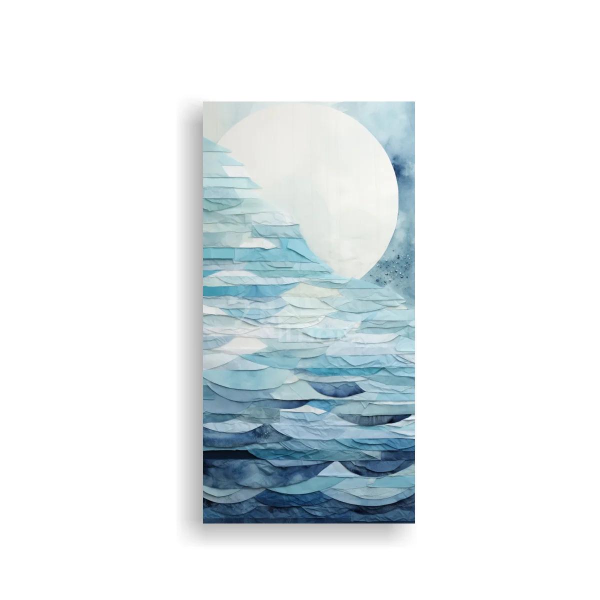 Cuadro luna llena sobre el mar en capas