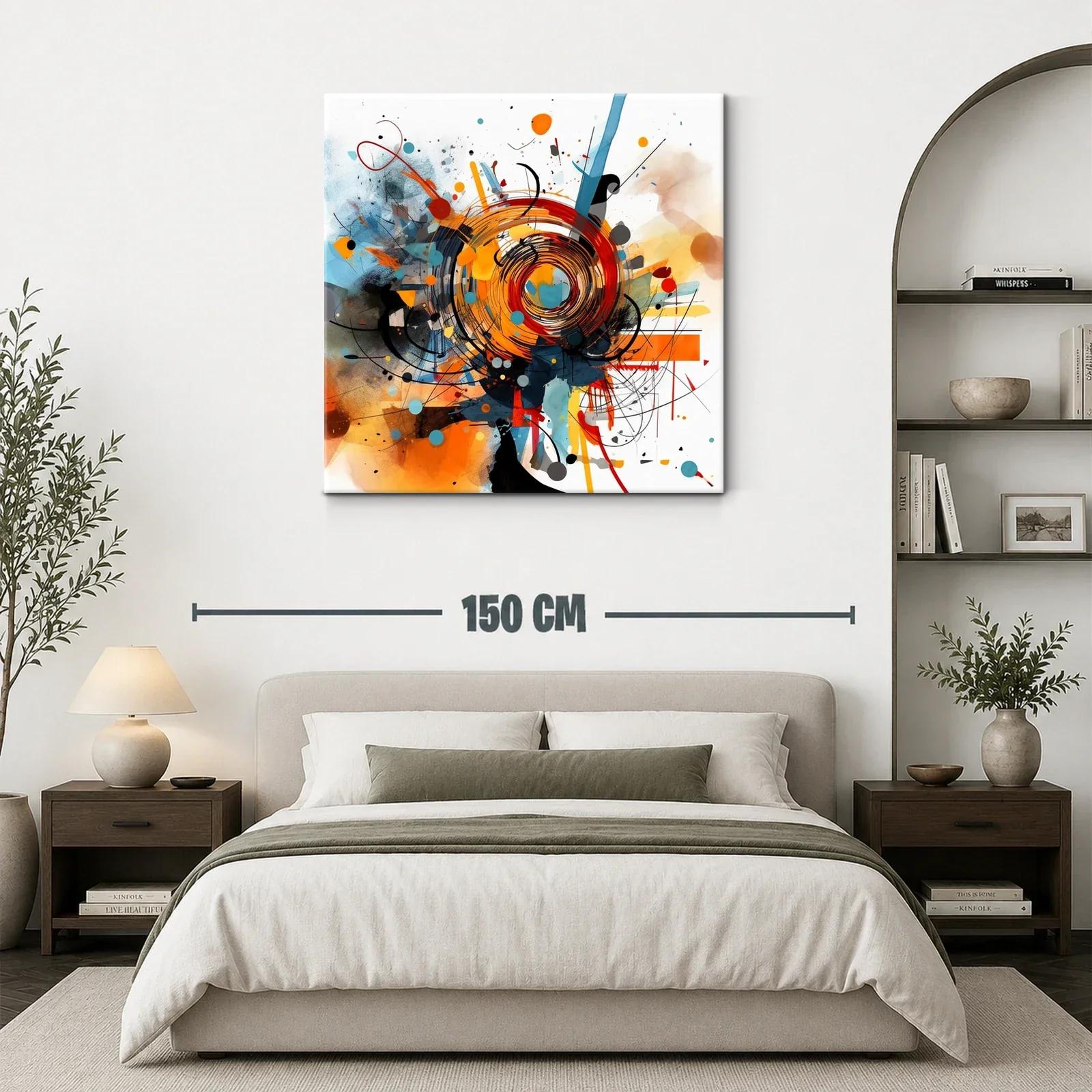 Cuadro abstracto con vibrantes espirales en tonos cálidos — miniatura 3