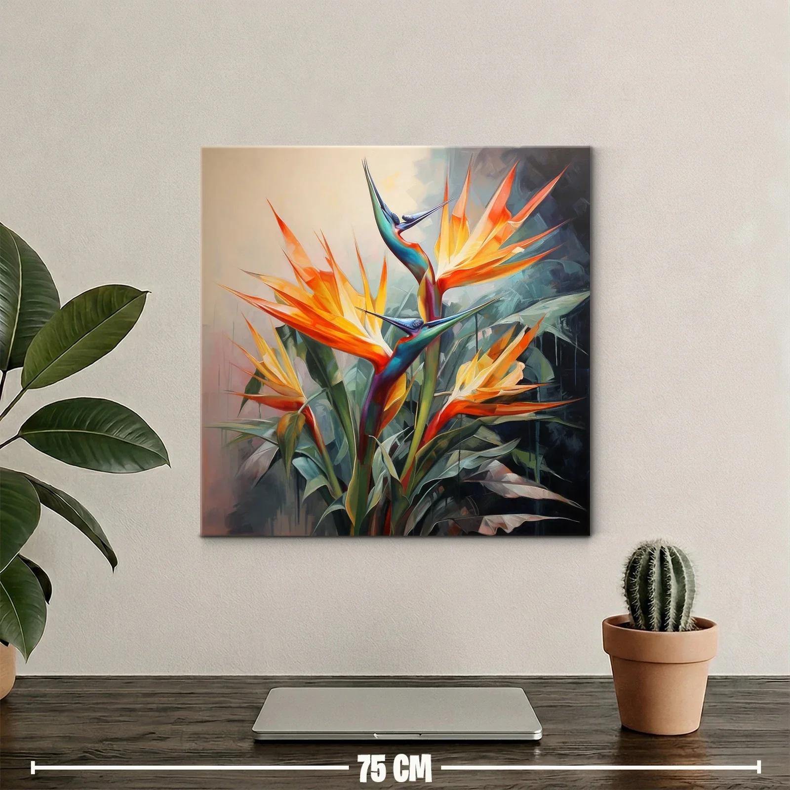 Cuadro vibrante con flores exóticas de ave del paraíso — miniatura 2