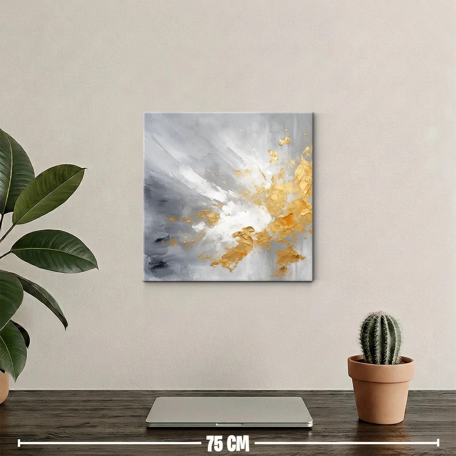 Composición abstracta con tonos grises y dorados brillantes — miniatura 2