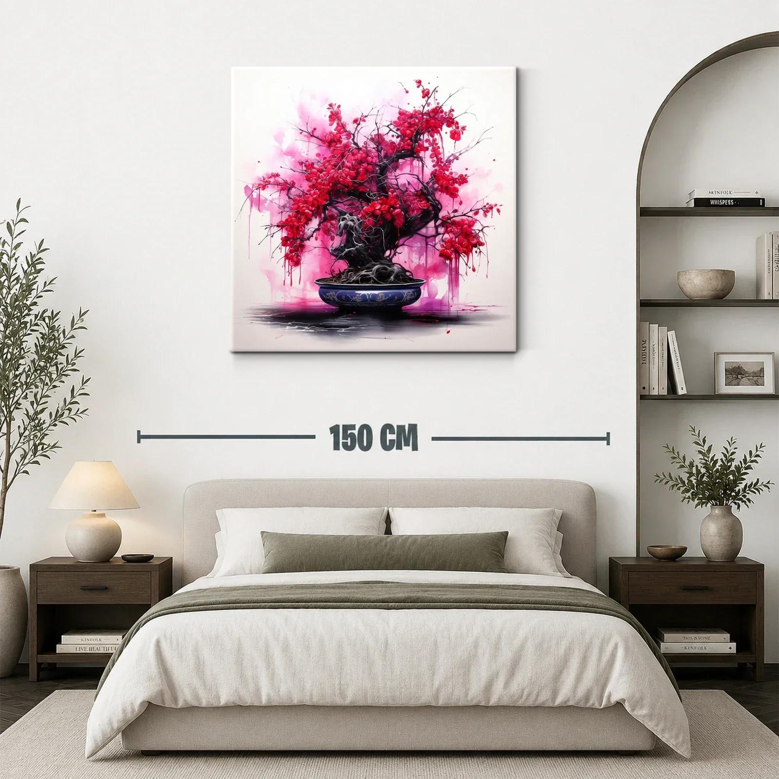 Árbol Bonsái con Flores Rojas Vibrantes — miniatura 3