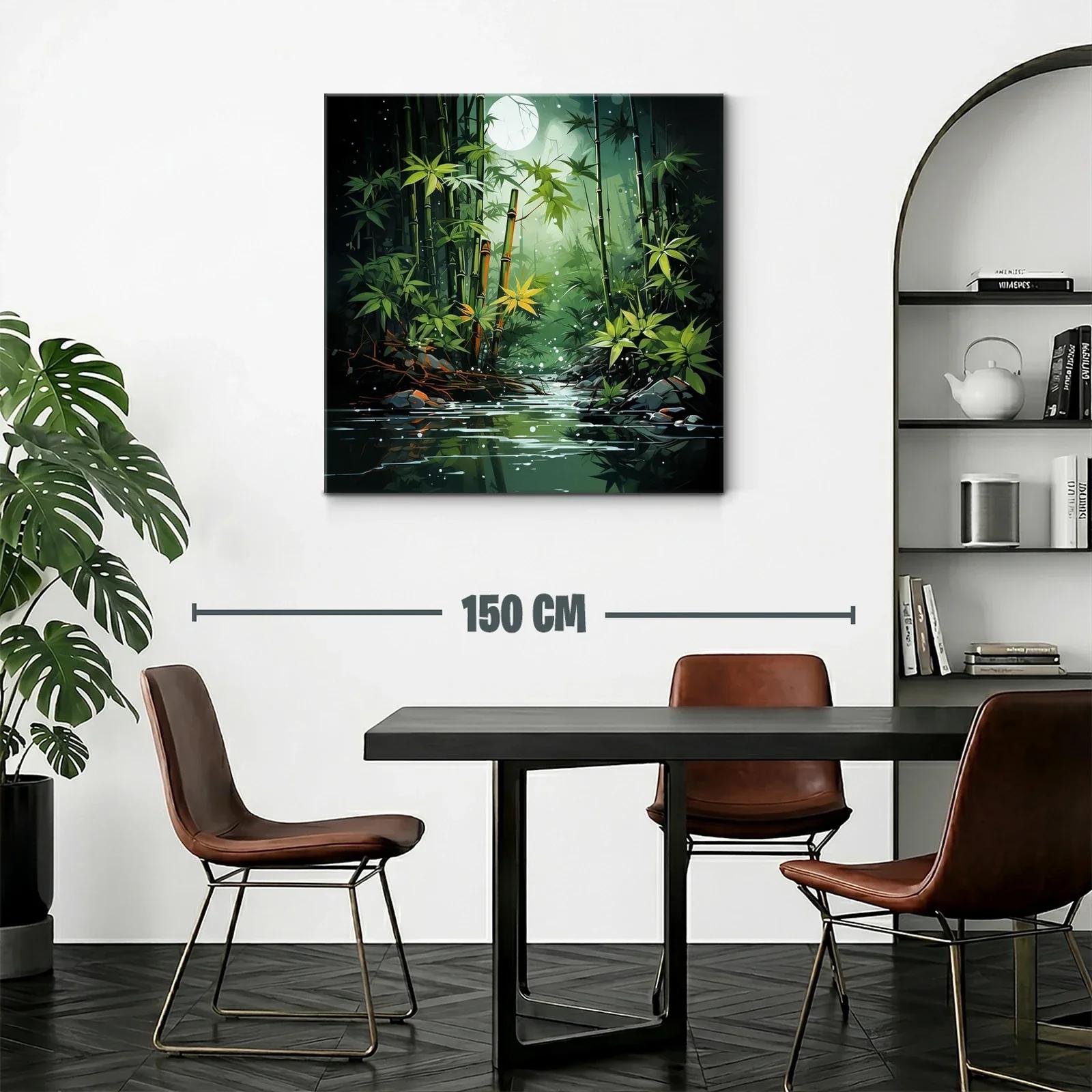 Bosque de bambú bajo la luz de luna llena en calma — miniatura 2