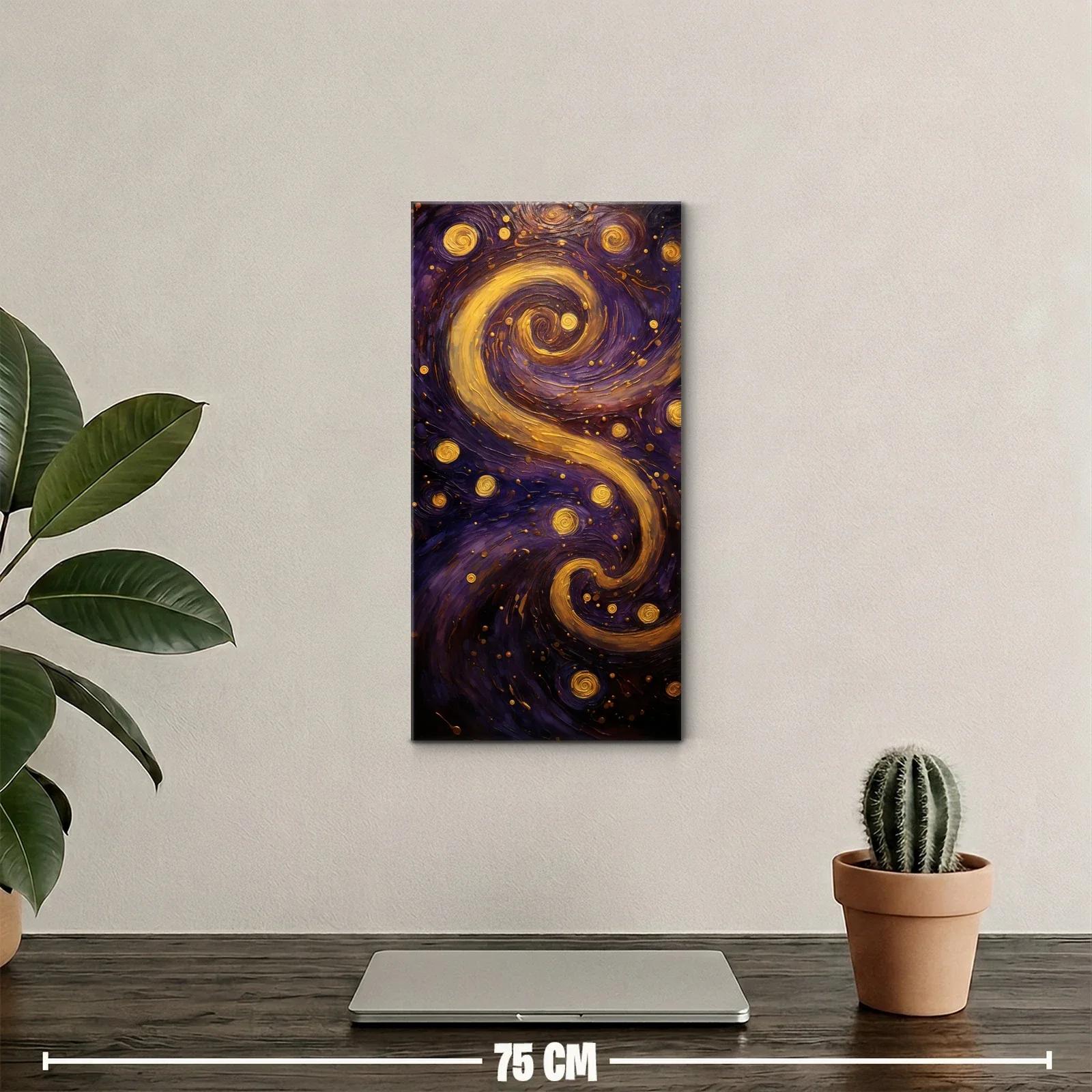 Cuadro espiral galáctica dorada sobre fondo violeta oscuro — miniatura 2