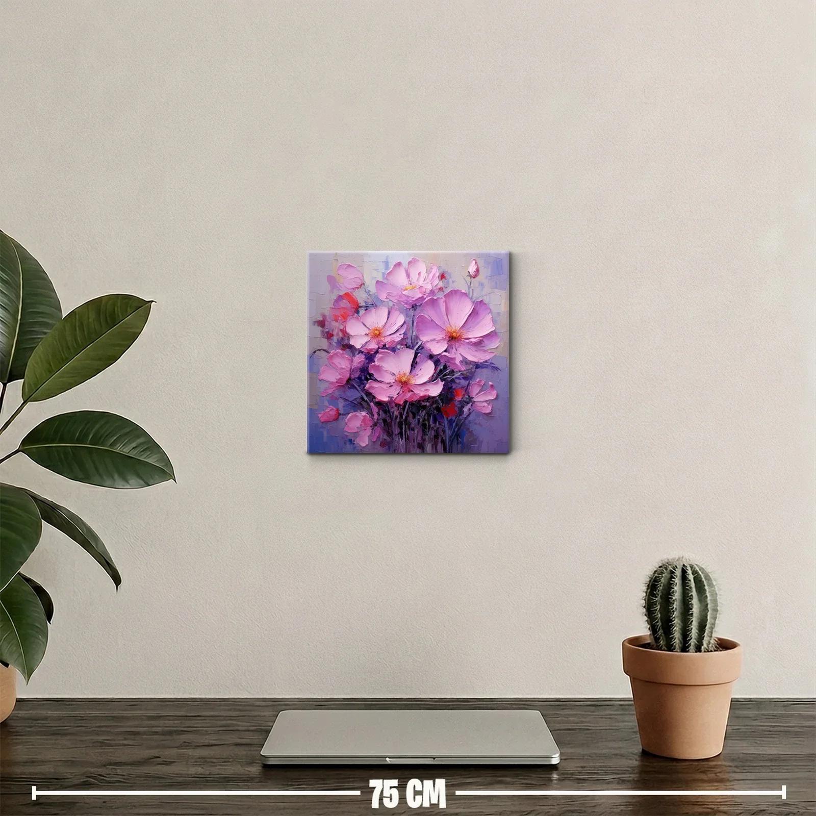 Cuadro moderno con ramo de flores en tonos rosas y lilas — miniatura 2
