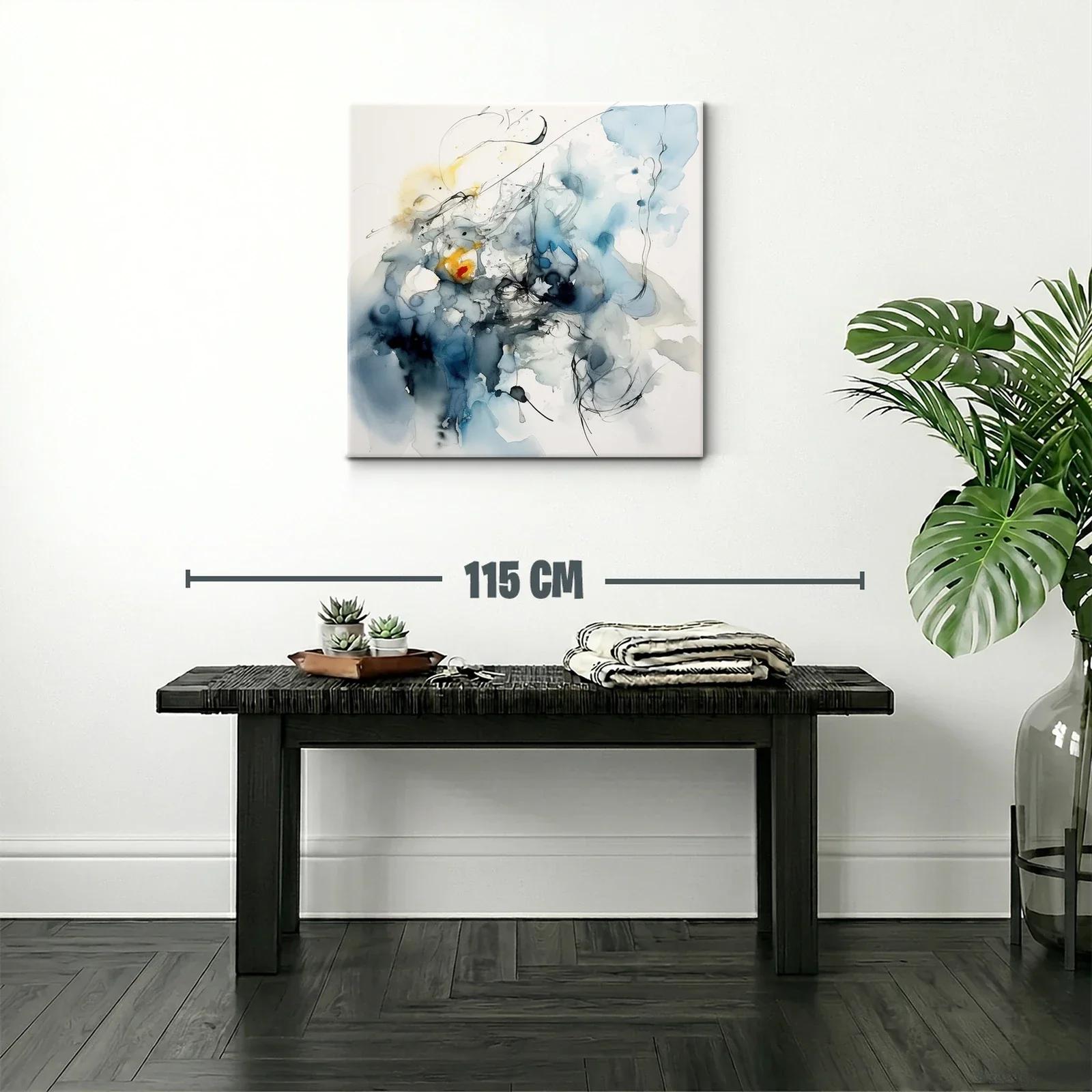 Arte abstracto con tonos azules y detalles en amarillo — miniatura 2