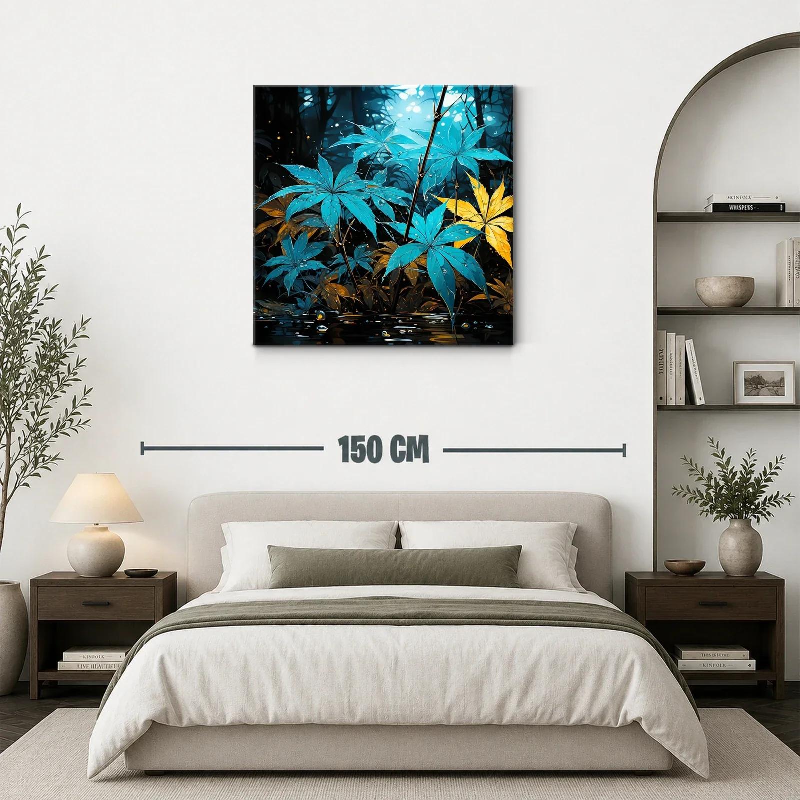 Hojas vibrantes entre luces y naturaleza azul y amarilla — miniatura 3