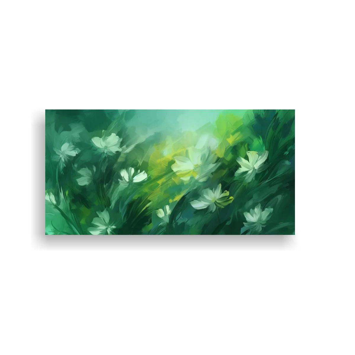 Cuadro flores blancas silvestres con luz verdosa