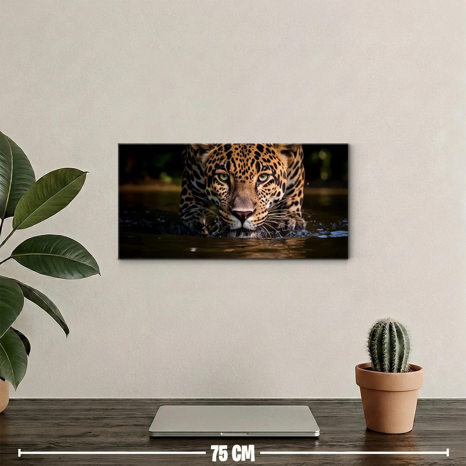 Cuadro jaguar avanzando por el agua — miniatura 2