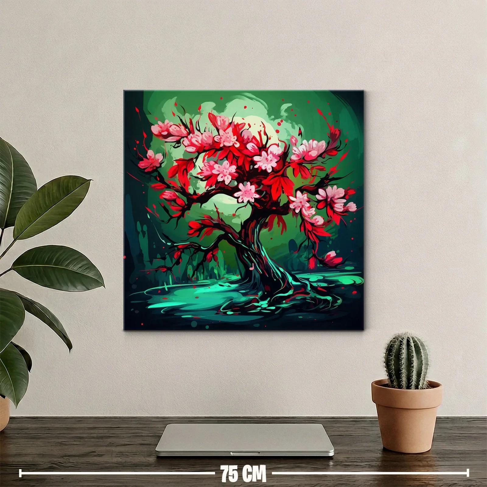 Árbol floreciente con vibrantes tonos rojos y verdes — miniatura 2