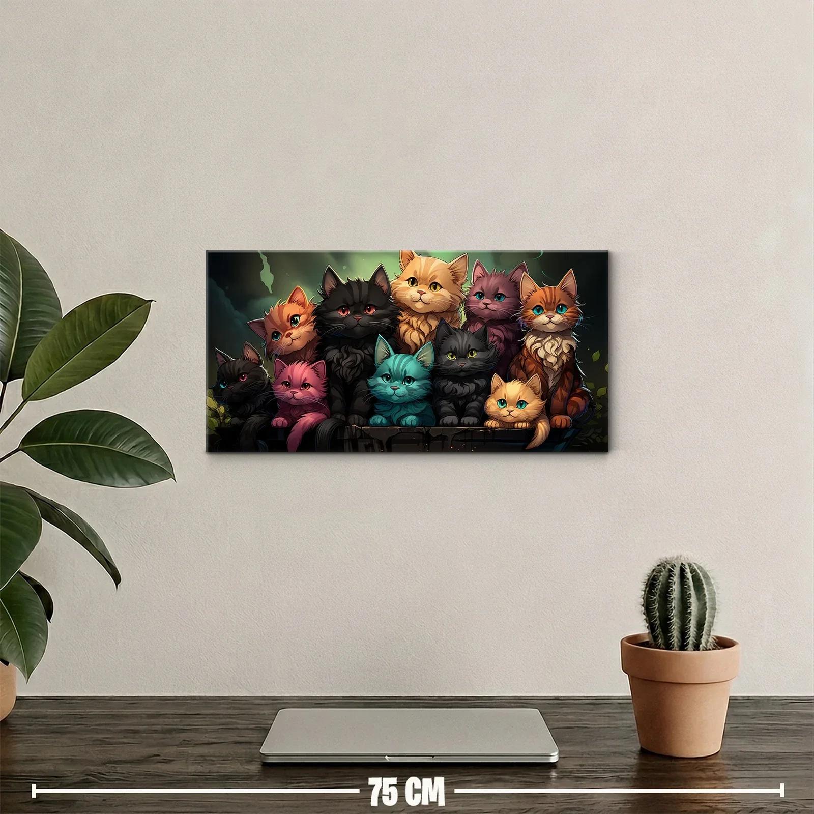 Cuadro grupo de gatos de colores con cola visible — miniatura 2