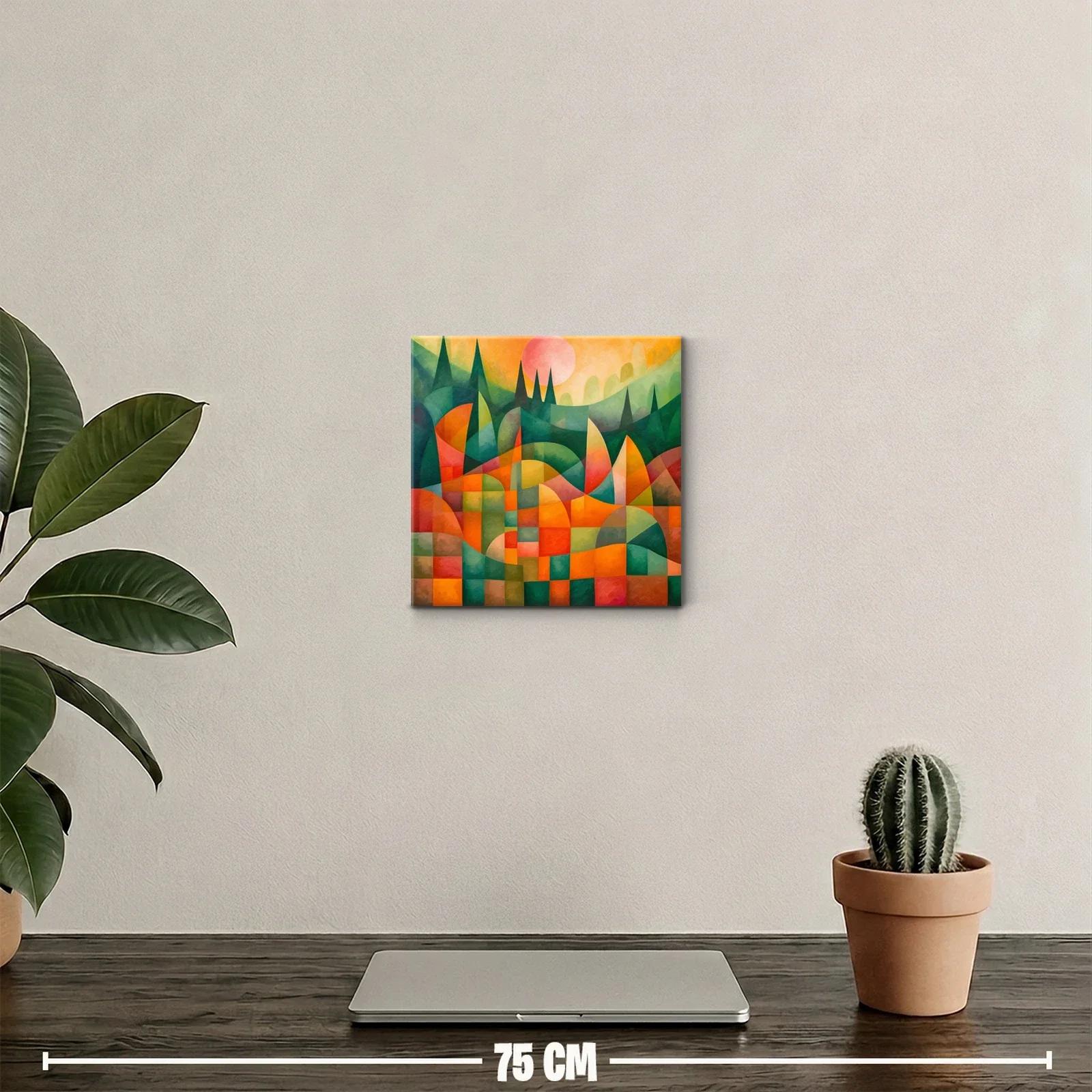 Cuadro decorativo abstracto con formas geométricas y tonos cálidos — miniatura 2