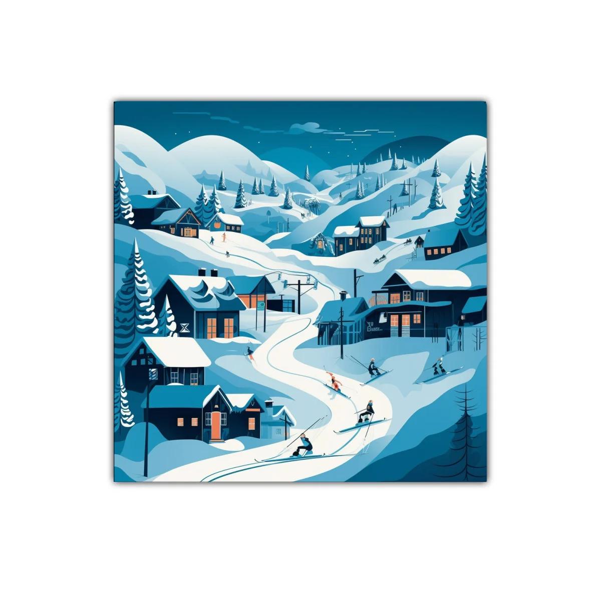 Paisaje invernal con esquiadores en montaña nevada — imagen principal