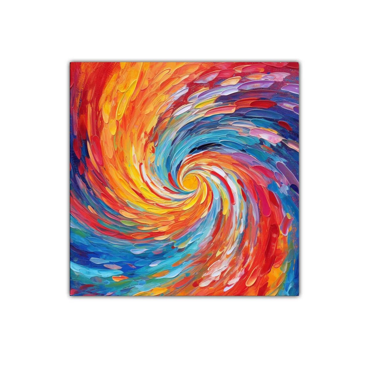 Cuadro abstracto espiral de colores vibrantes