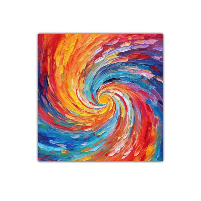 Cuadro abstracto espiral de colores vibrantes