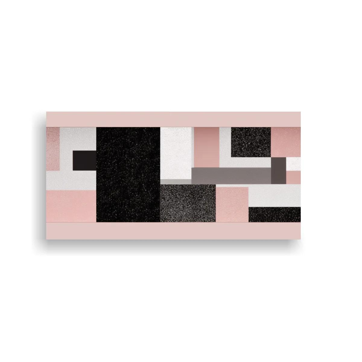 Cuadro abstracto de rectángulos en bandas rosa pálido y gris