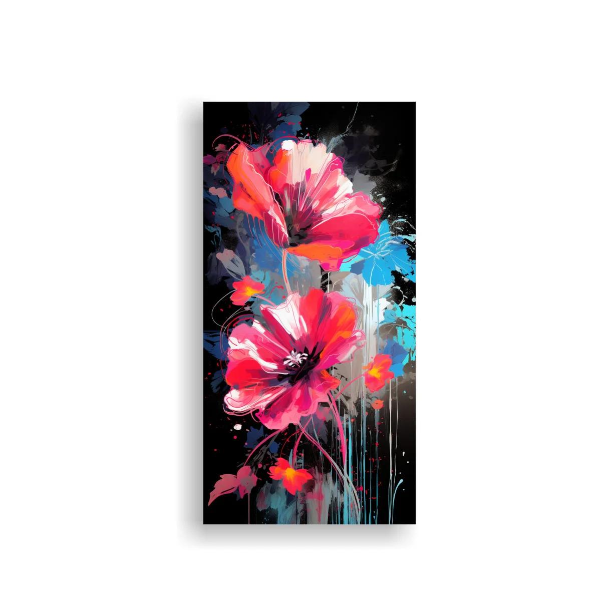 Cuadro amapolas rosas con goteos y salpicaduras — imagen principal