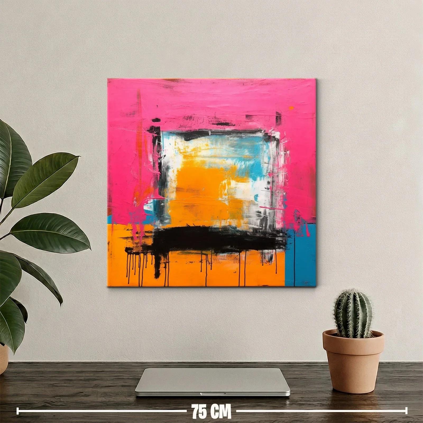 Cuadro abstracto con vibrantes tonos rosa y naranja — miniatura 2
